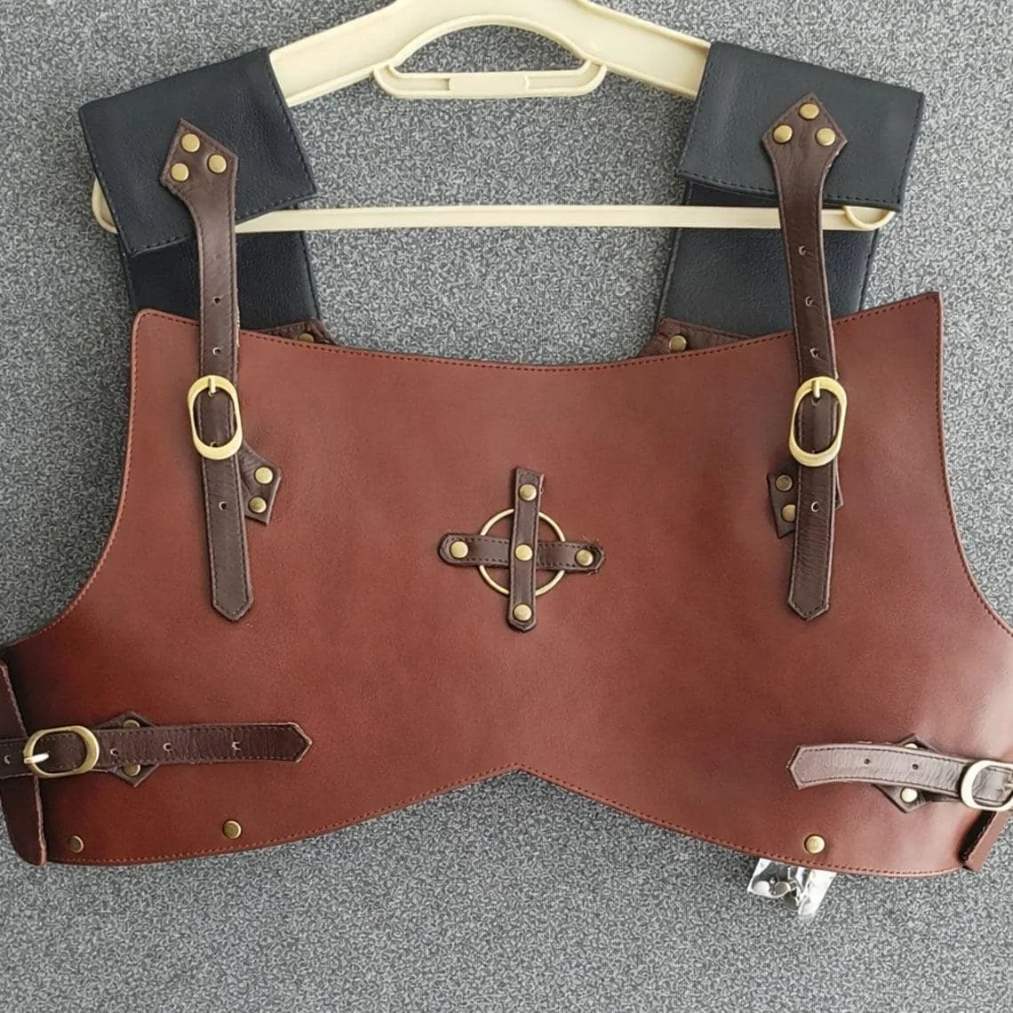 Brown Leather Medieval Armor Vest, view 2
