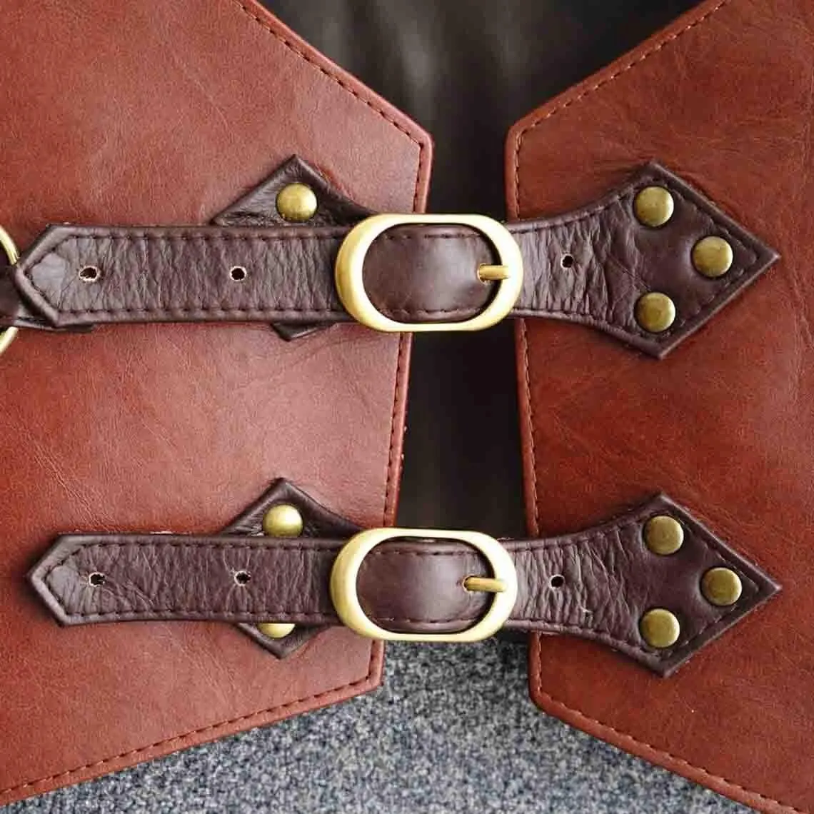 Brown Leather Medieval Armor Vest, view 3