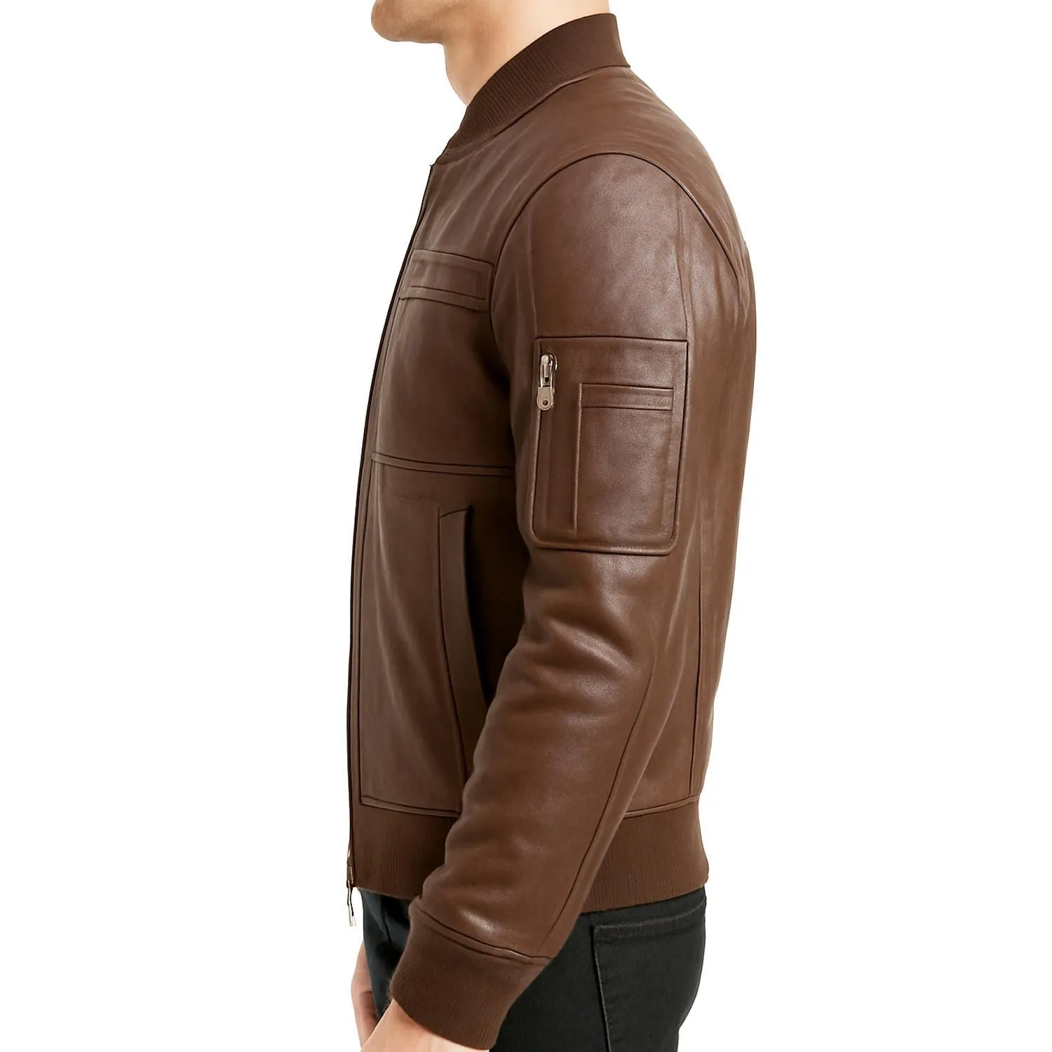 Custom Vintage Leather Bomber Jacket: Personalized Menswear, view 4