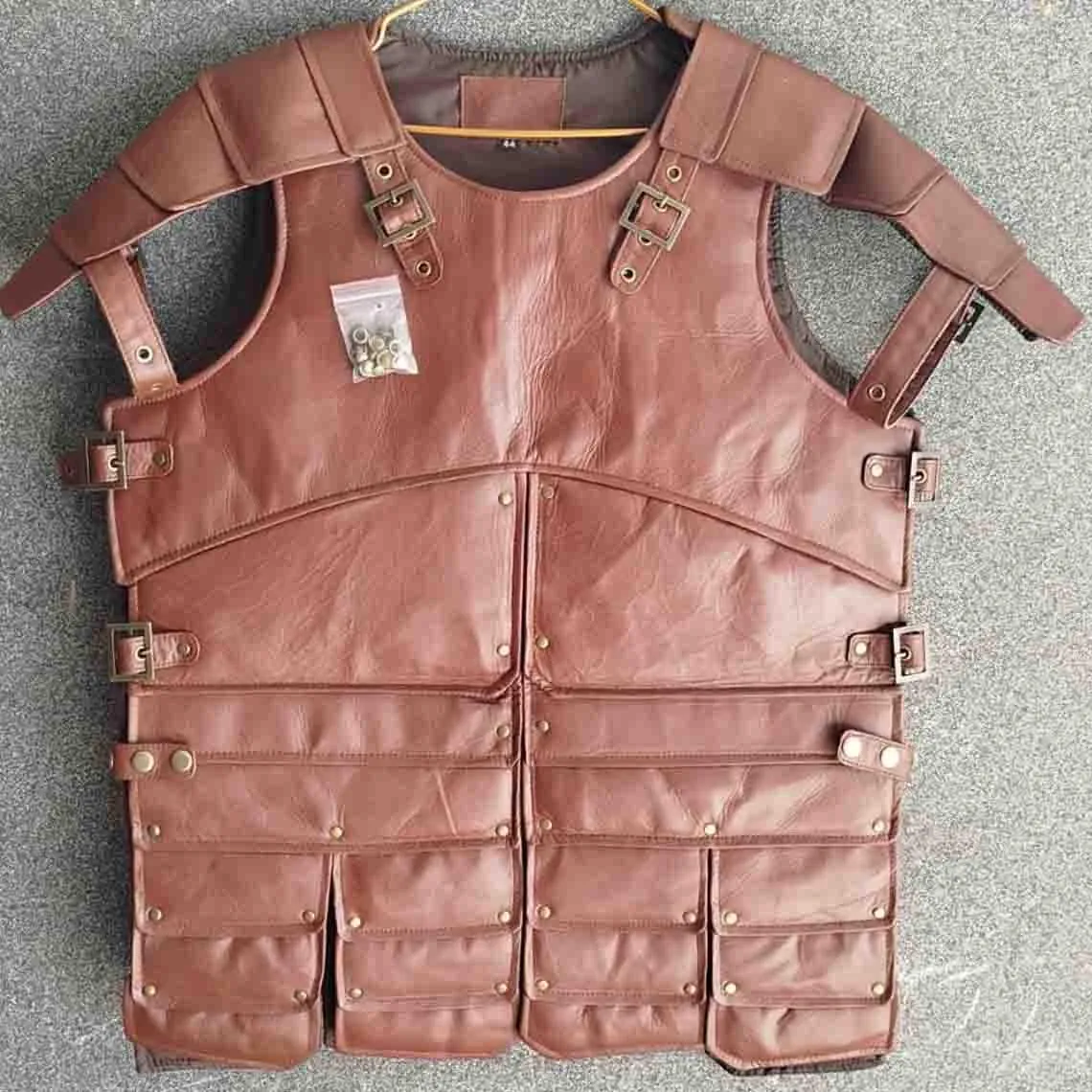 Handmade Chest Leather Armor: Custom Warrior Cosplay Costume for LARP