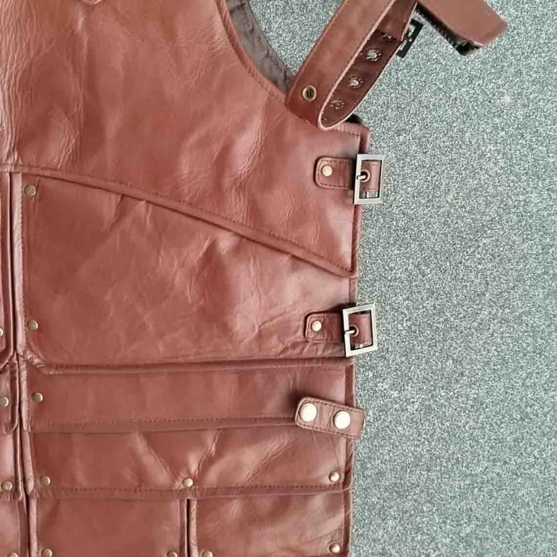 Handmade Chest Leather Armor: Custom Warrior Cosplay Costume for LARP, view 2