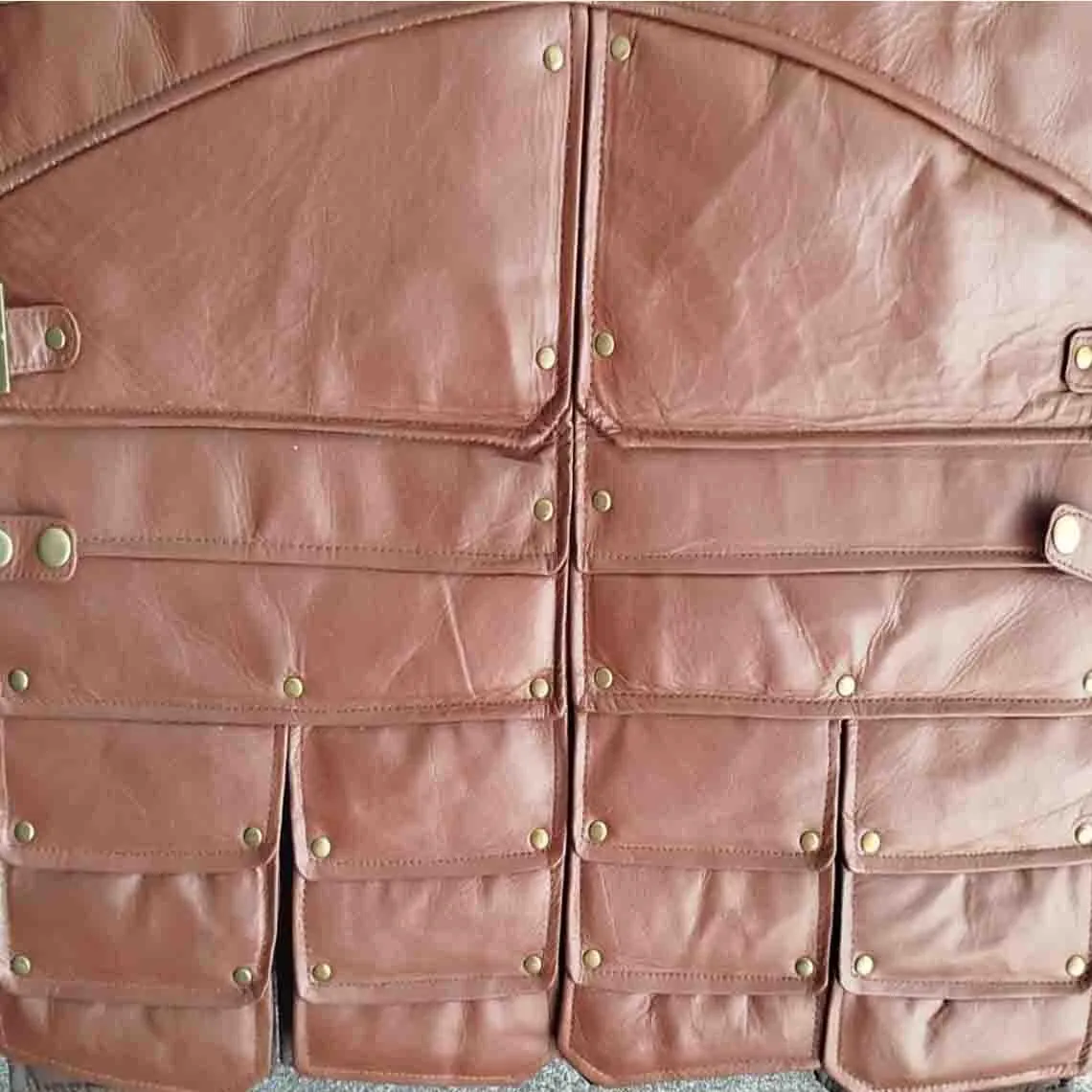 Handmade Chest Leather Armor: Custom Warrior Cosplay Costume for LARP, view 4