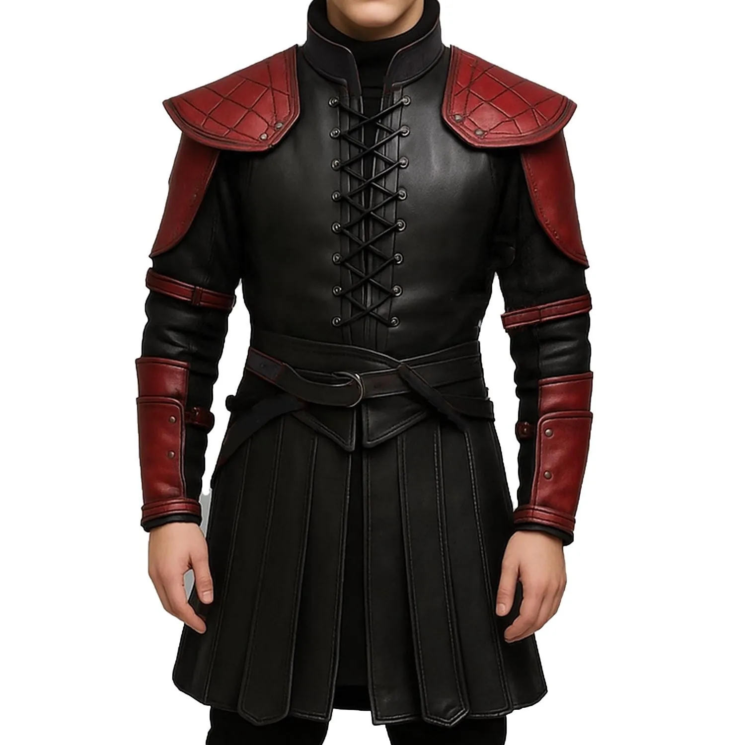 Men’s Black & Red Leather Armor Costume