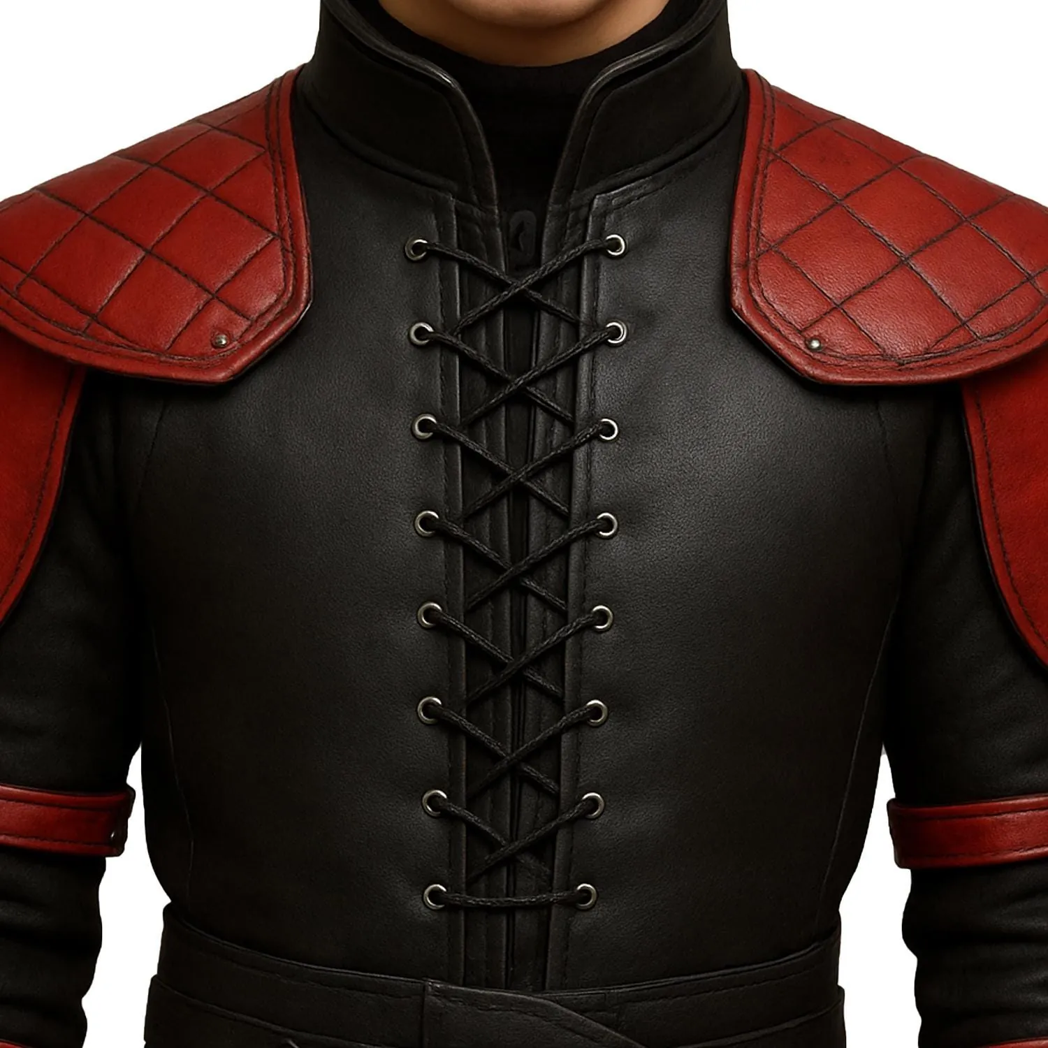 Men’s Black & Red Leather Armor Costume, view 3