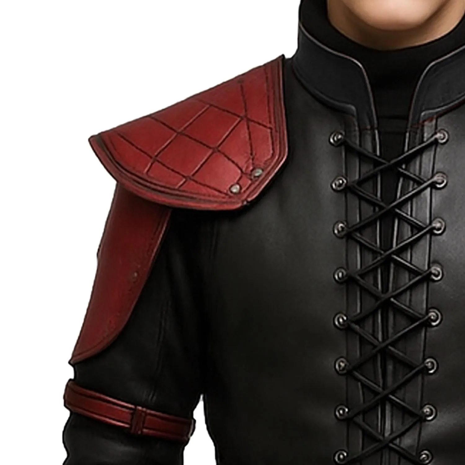 Men’s Black & Red Leather Armor Costume, view 4