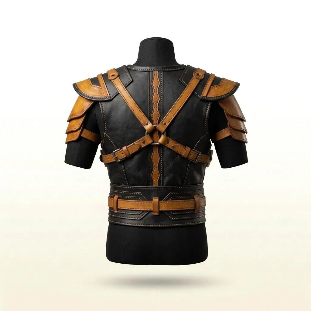 Personalized Medieval Chest Leather Armor Set: Knight Viking Cosplay Costume, view 2