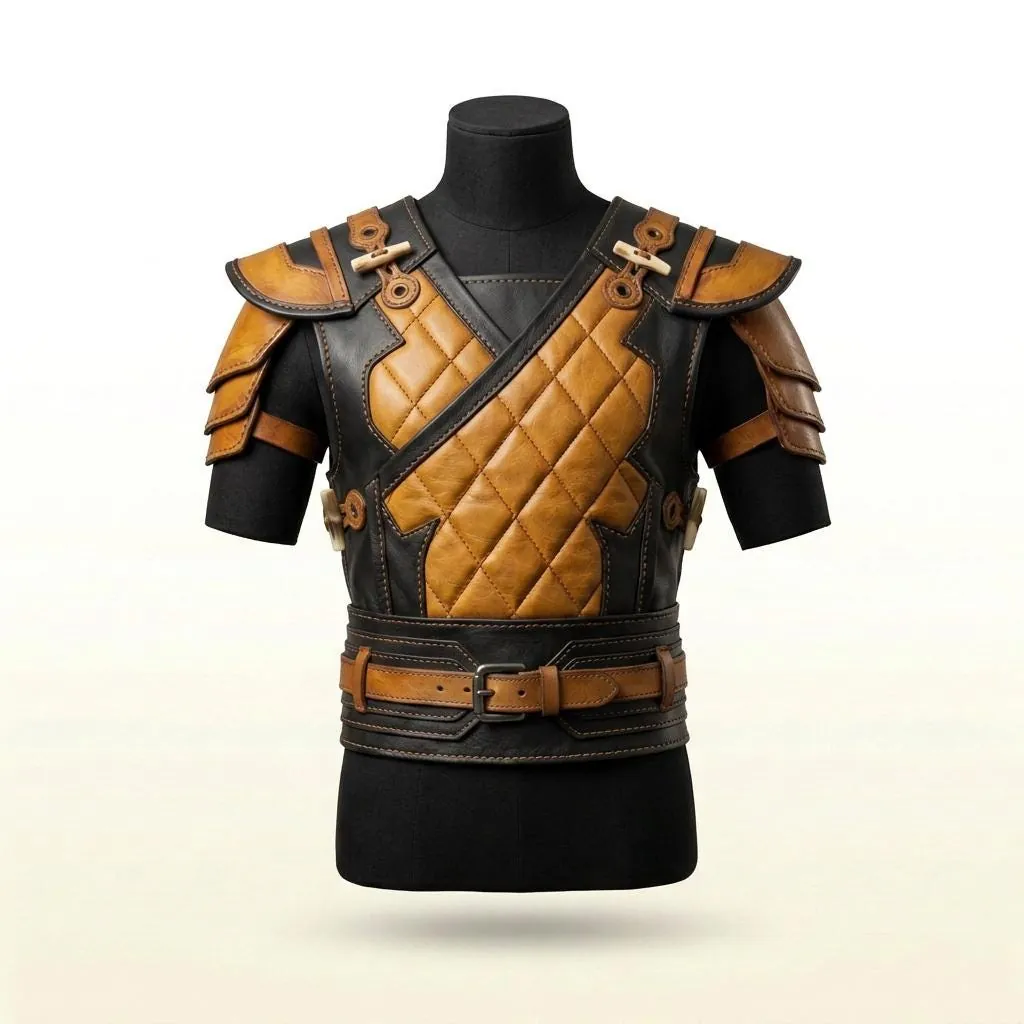 Personalized Medieval Chest Leather Armor Set: Knight Viking Cosplay Costume, view 3